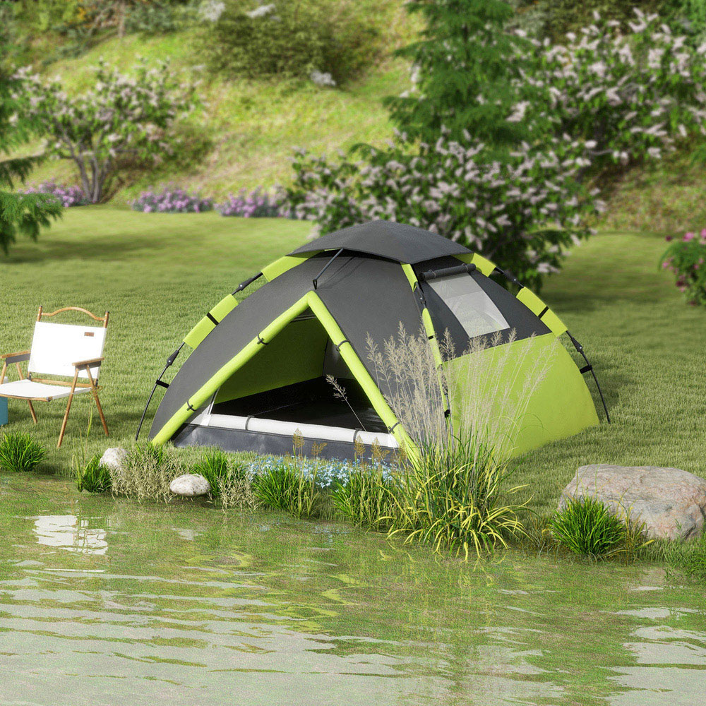 Outsunny 3-4 Person Waterproof Camping Tent Green Image 2