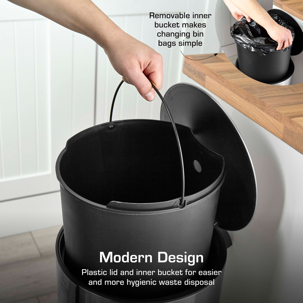 Swan Stainless Steel Round Pedal Bin 30L Image 5