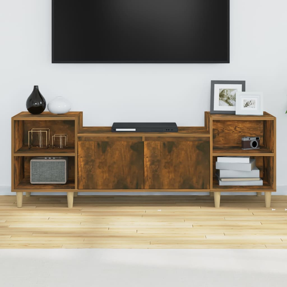vidaXL 2 Door 4 Shelf Smoked Oak TV Cabinet Image 1