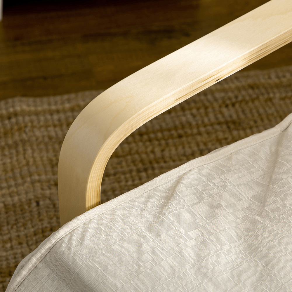 Portland Cream White Wooden Lounging Chair Image 3