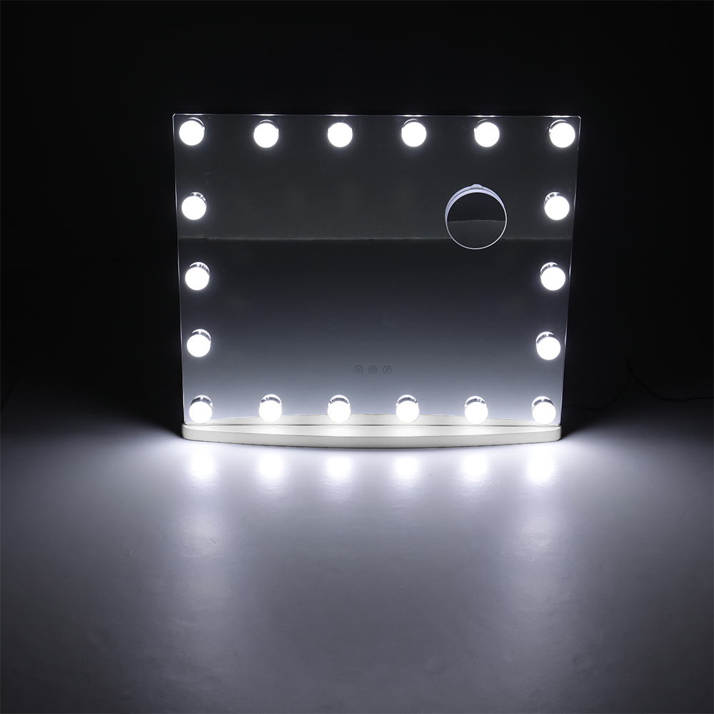 Living and Home White Rectangular Hollywood LED Metal Vanity Mirror with 10X Magnification Image 7