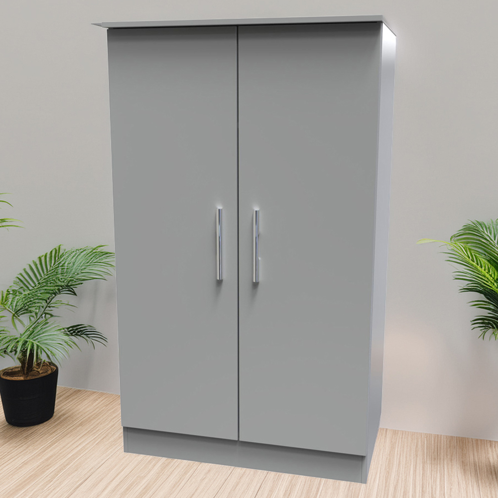Crowndale Contrast 2 Door Dusk Grey Midi Wardrobe Ready Assembled Image 1