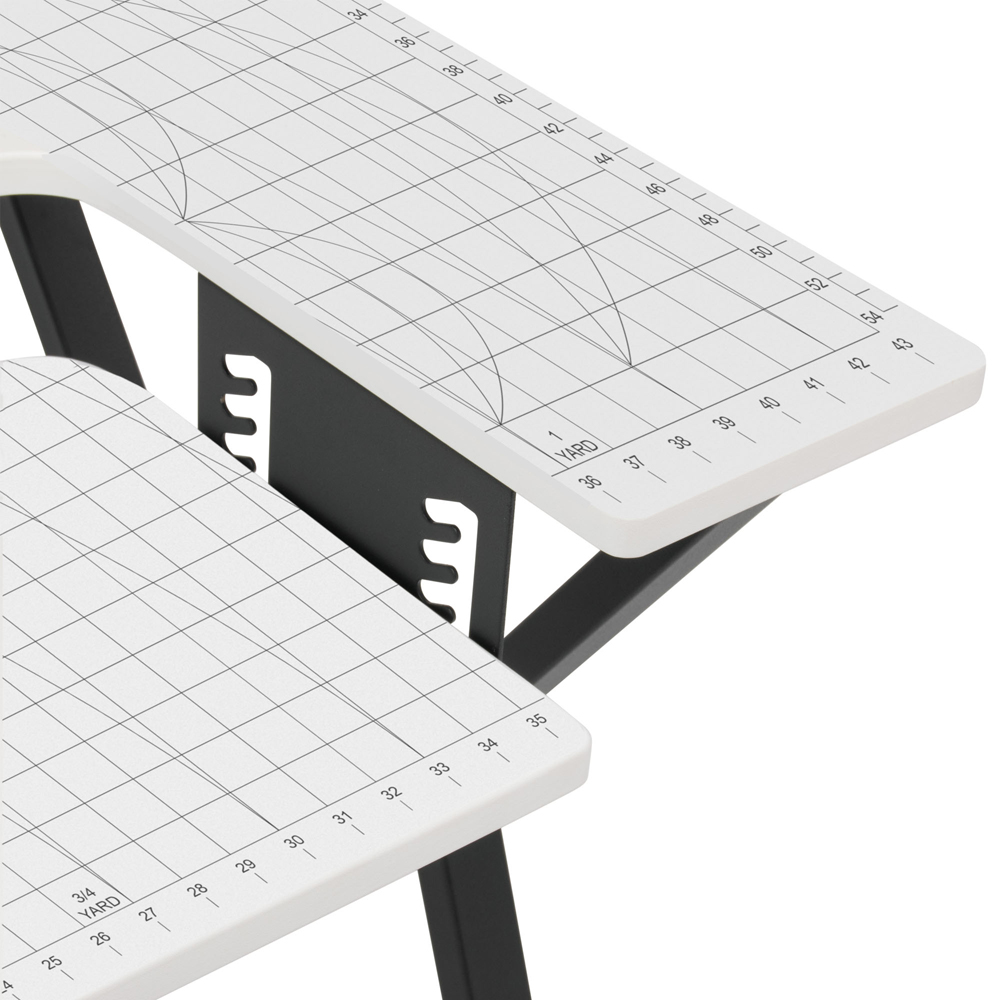 Sewing Online 13331 Single Shelf White and Black Small Sewing Table with Gridded Top Image 8