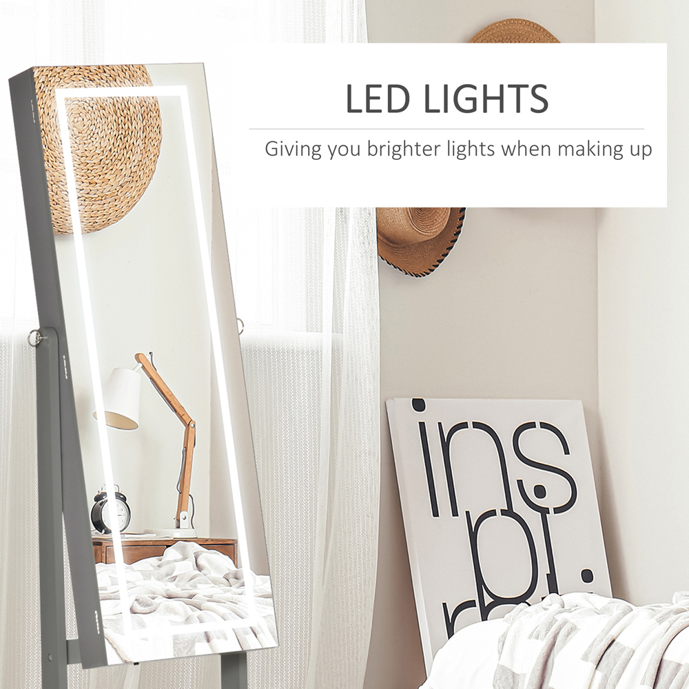 Portland Grey LED Lockable Jewellery Cabinet Image 5