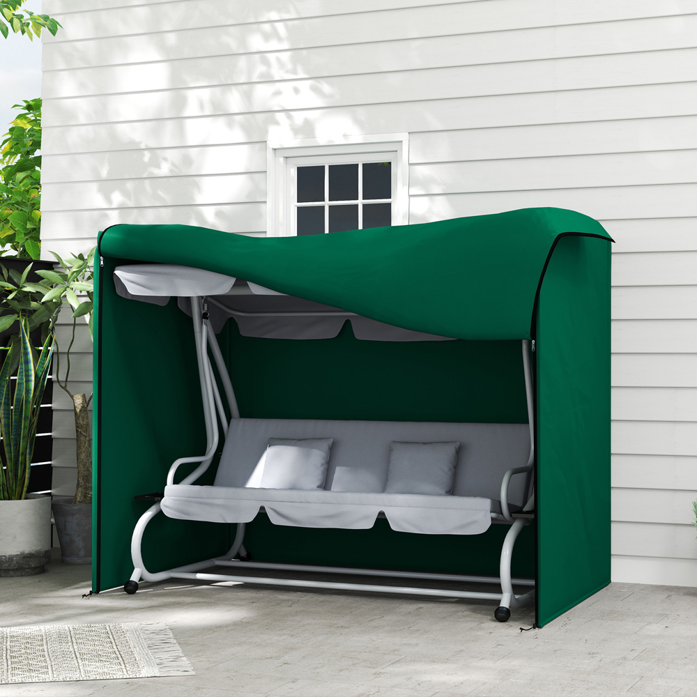 Outsunny 3 Seater Green Anti-UV Garden Swing Cover Image 2