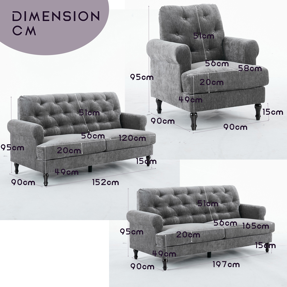 Furniture One 5 Seater Grey Mid Century Sofa Set Image 9