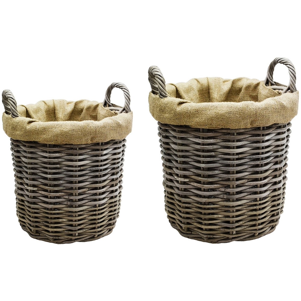 Ivyline Natural Wicker Round Lined Log Basket 35cm Image 3
