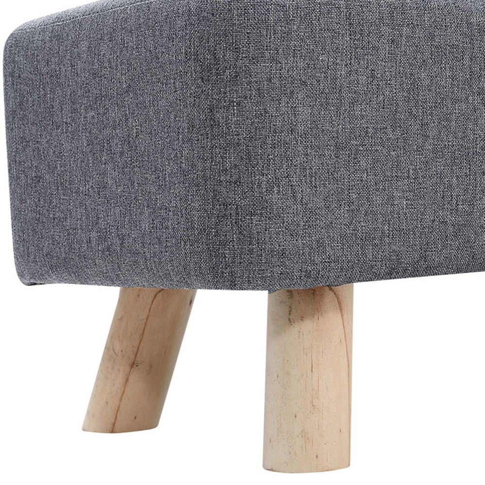 Living and Home Tofu Shaped Grey Wooden Footstool Image 8