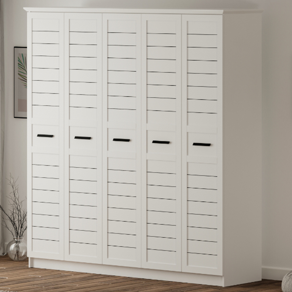 Evu VENICE XL 5 Door Soft White Wardrobe Image 1