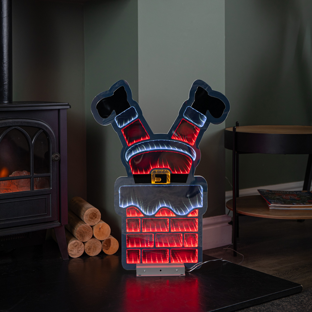 Samuel Alexander Red and White LED Santa's Leg in Chimney Infinity Christmas Decoration 60cm Image 8