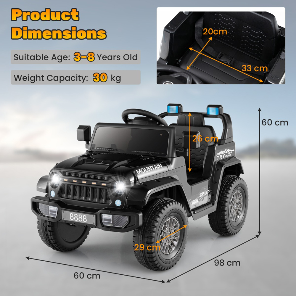 Costway Black Kids Battery Powered Ride On Car Image 9