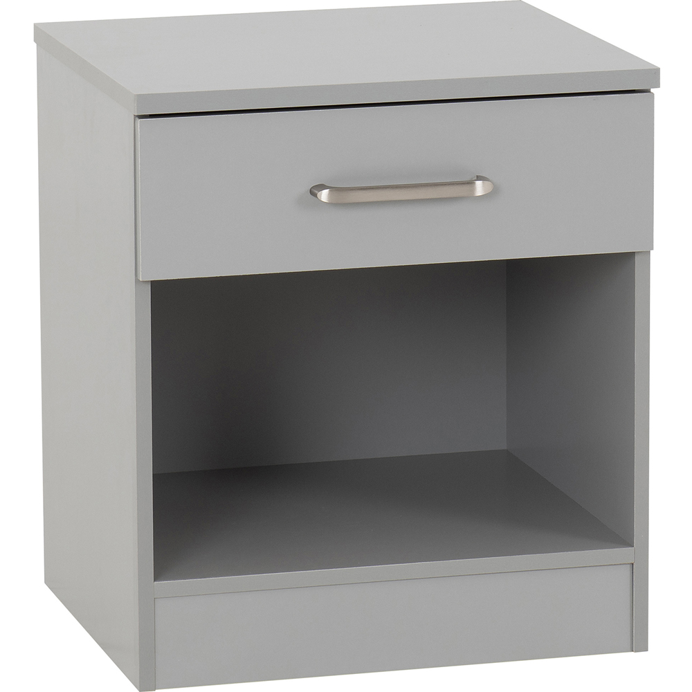 Seconique Dakota Single Drawer Light Grey Bedside Table Image 2