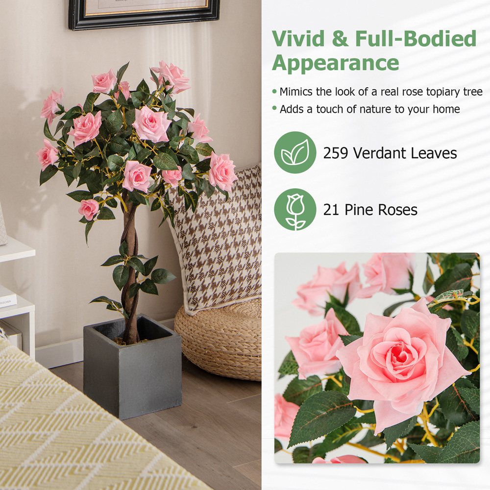 Costway Pine Rose Artificial Tree In Pot 3ft Image 5