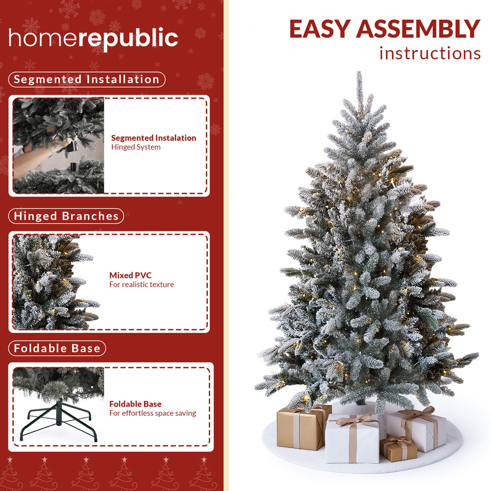 Noel Square Warm White LED Pre-Lit White Frosted Artificial Xmas Tree 1.9ft Image 4