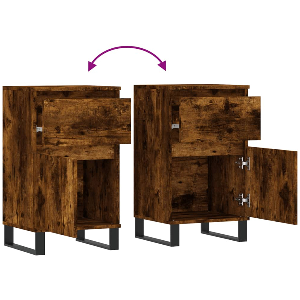 vidaXL Single Door Single Drawer Smoked Oak Sideboard Image 9