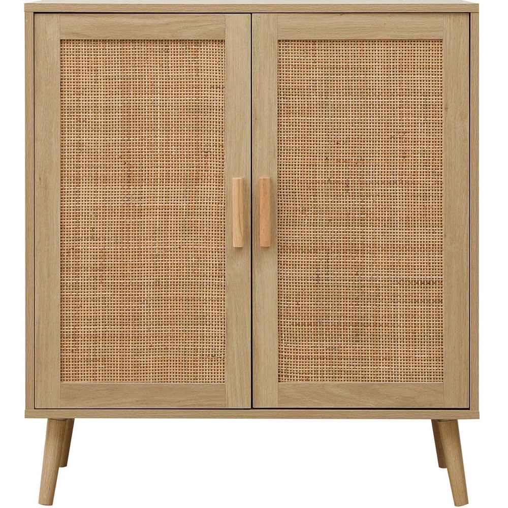 FurnitureHMD 2 Door Wooden and Rattan Weaving Sideboard Image 2
