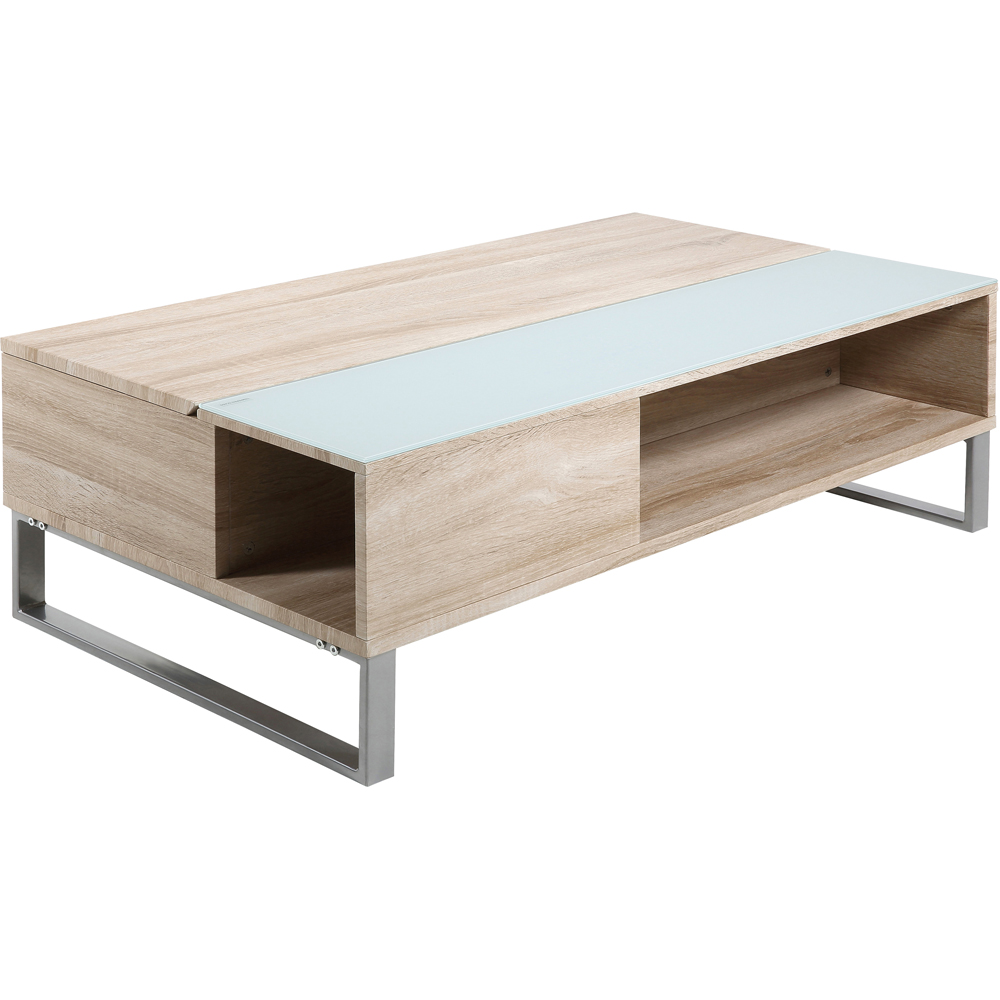 Florence Azalea Single Shelf White and Oak Lift Up Coffee Table Image 5
