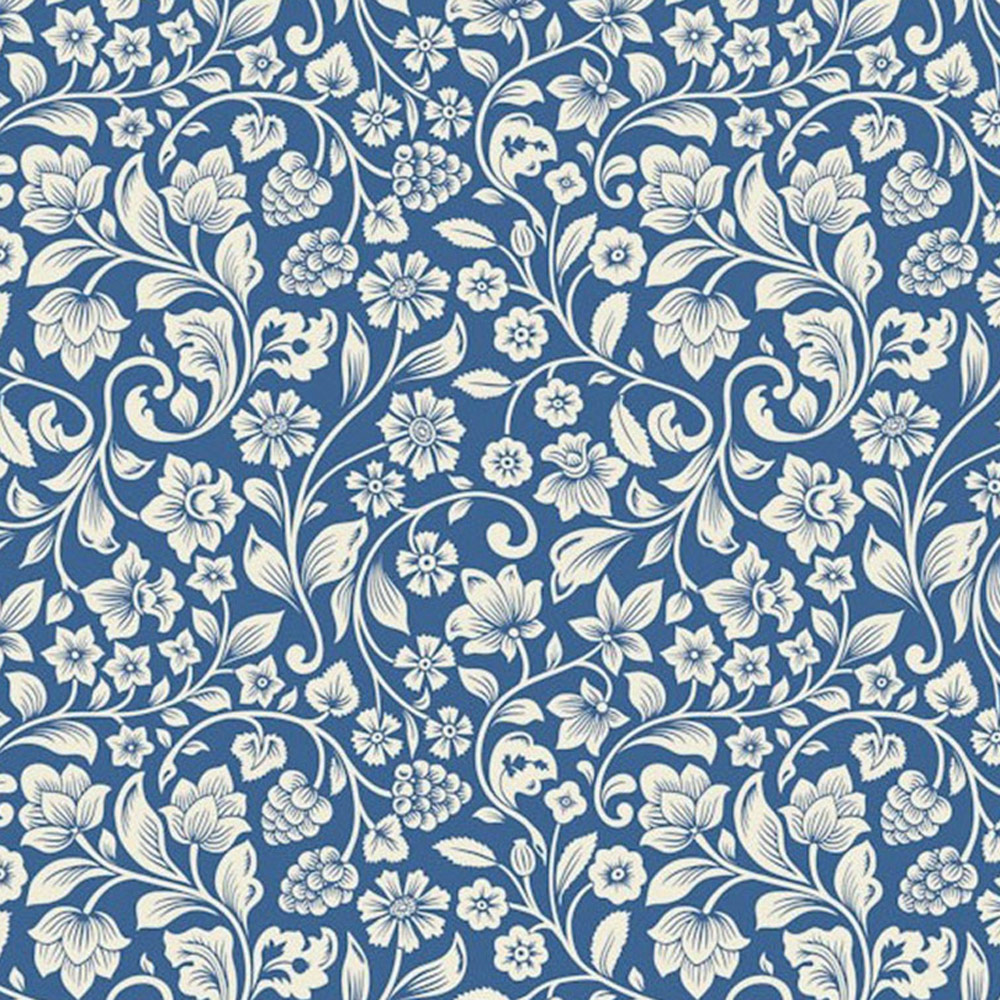 Bobbi Beck Eco Luxury Arts and Crafts Floral Blue Wallpaper Image 1