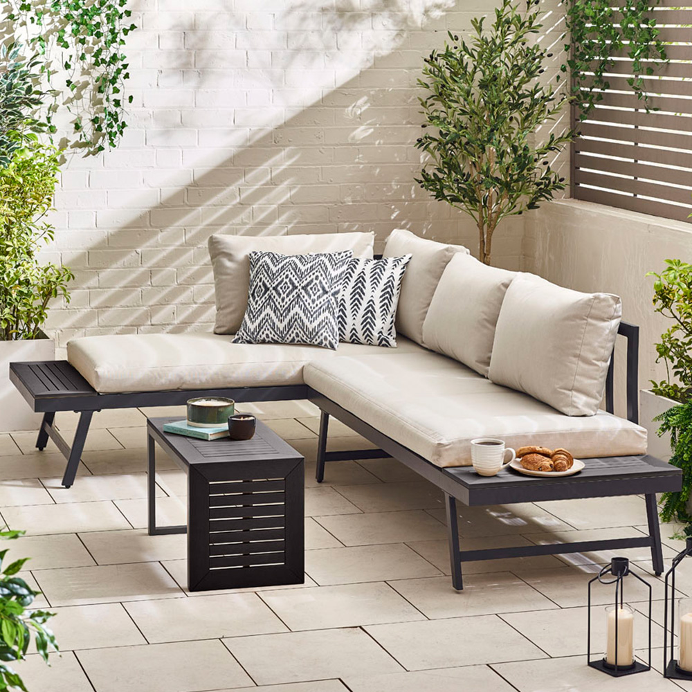 Furniturebox Cancun Grey Metal 2 Seater Outdoor Lounge Set Image 1