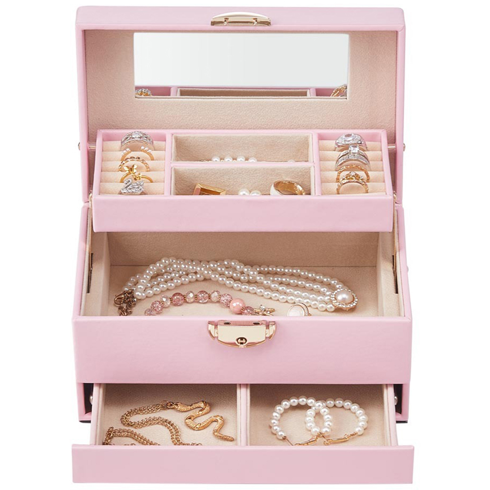 H&O Direct Single Drawer Pink Jewellery Box Image 3