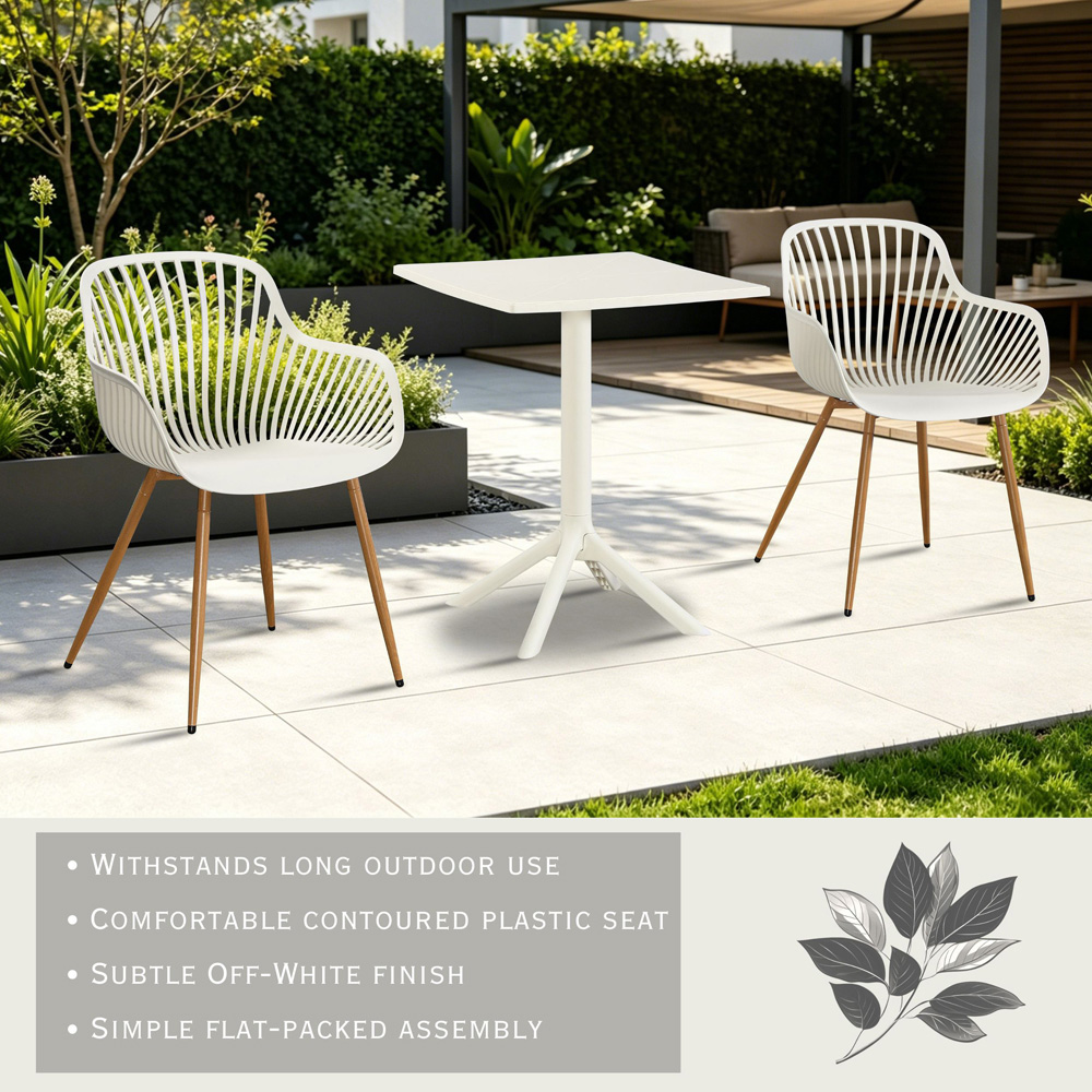Core Products 2 Seater White Sunray Design Square Plastic Table Garden Bistro Set Image 7
