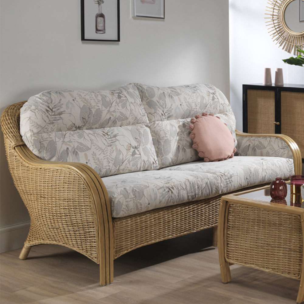 Desser Centurion 3 Seater Leafy Natural Rattan Sofa Image 1