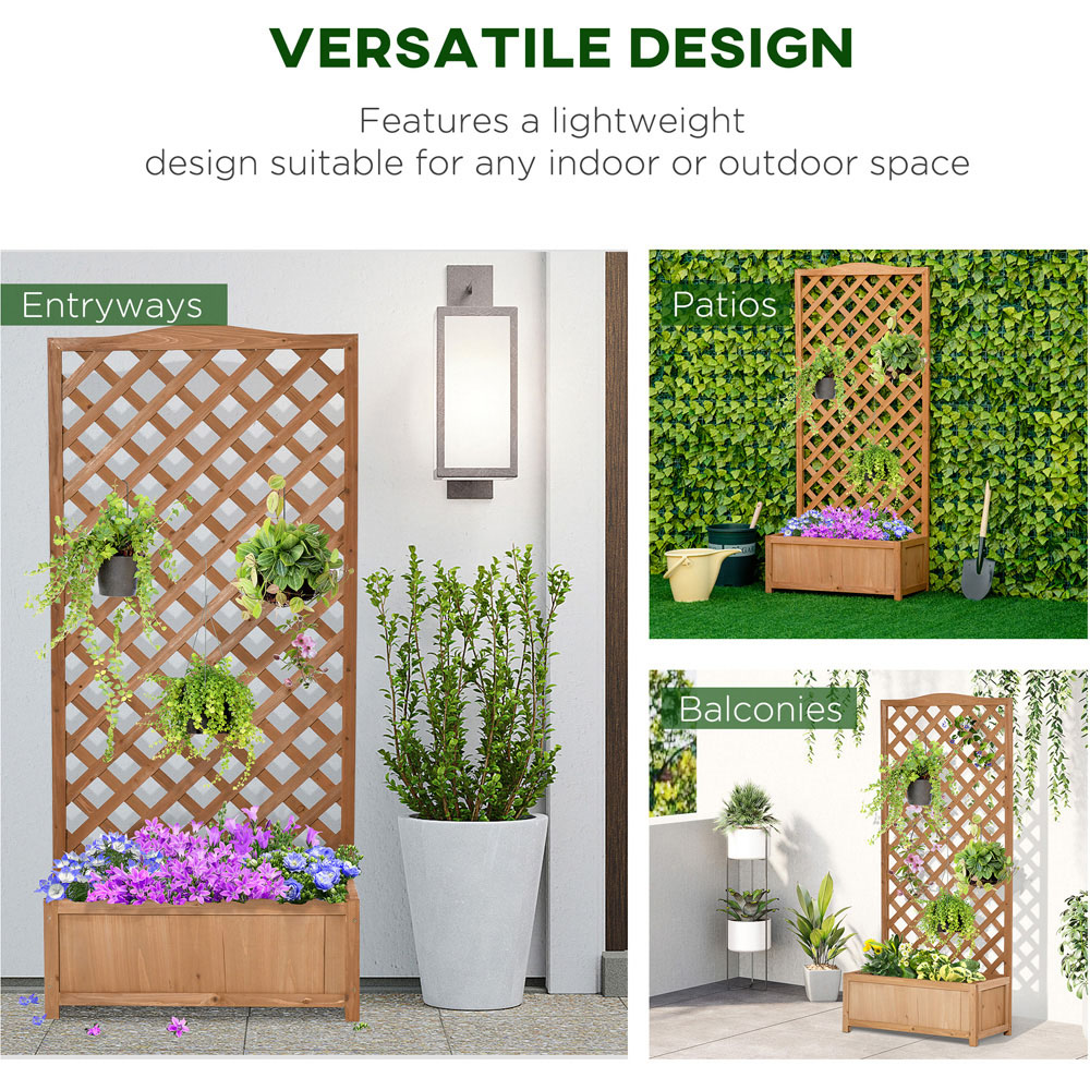 Outsunny Brown Wooden Garden Planter with Trellis 170 x 36 x 76cm Image 4