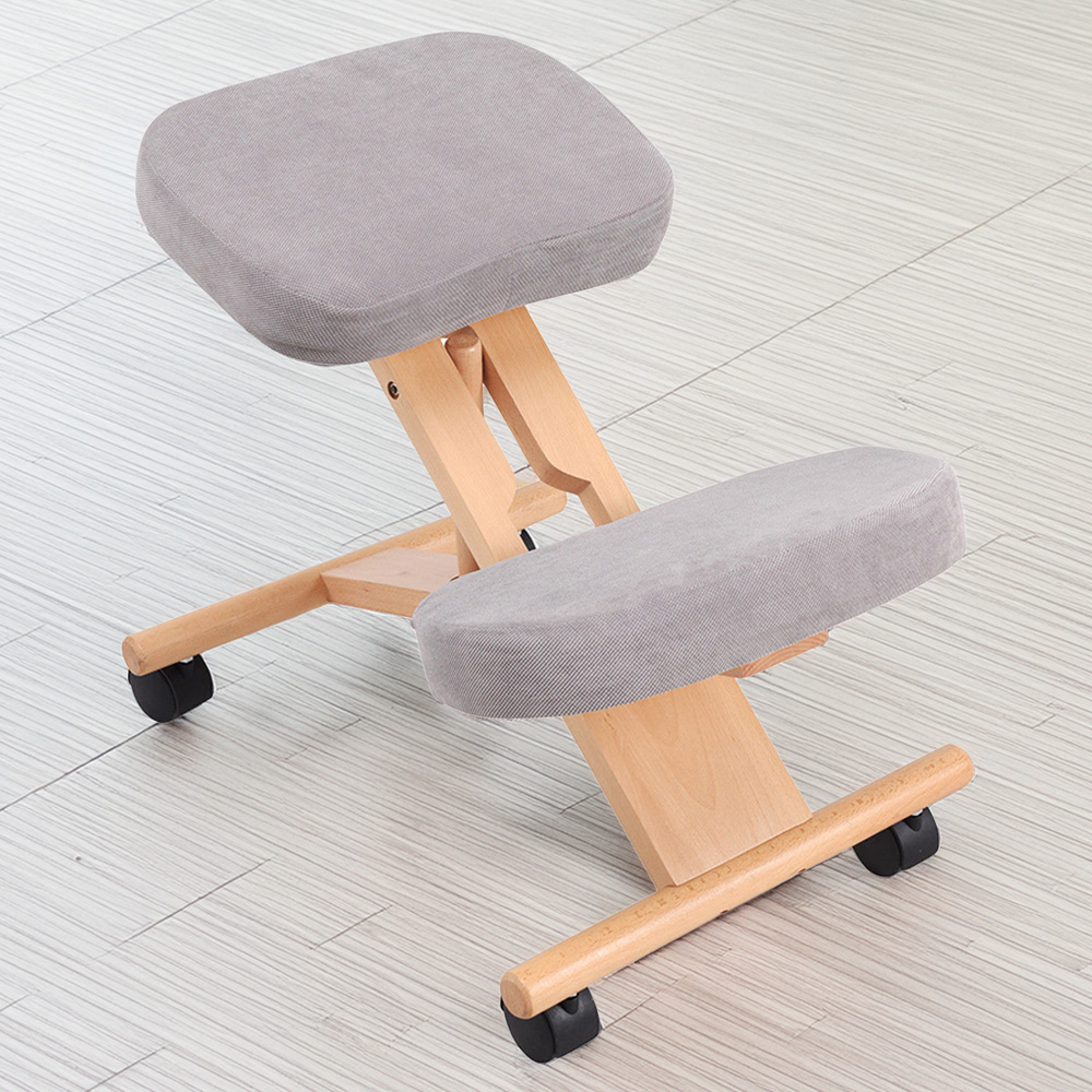Costway Grey Wooden Orthopaedic Kneeling Chair Image 1