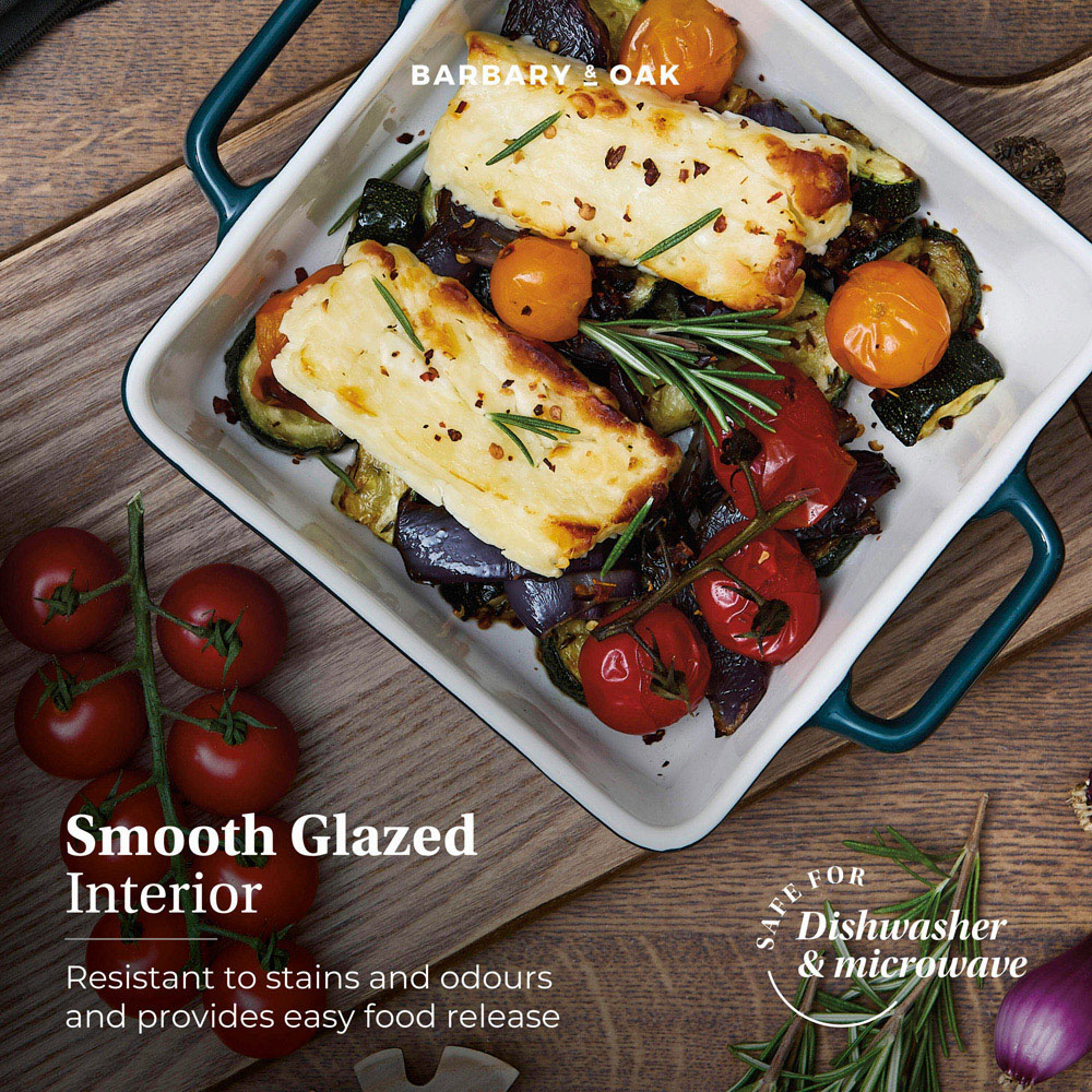Barbary & Oak Nattura 20.5cm Set of 2 Agave Stoneware Square Baking Dish Image 4