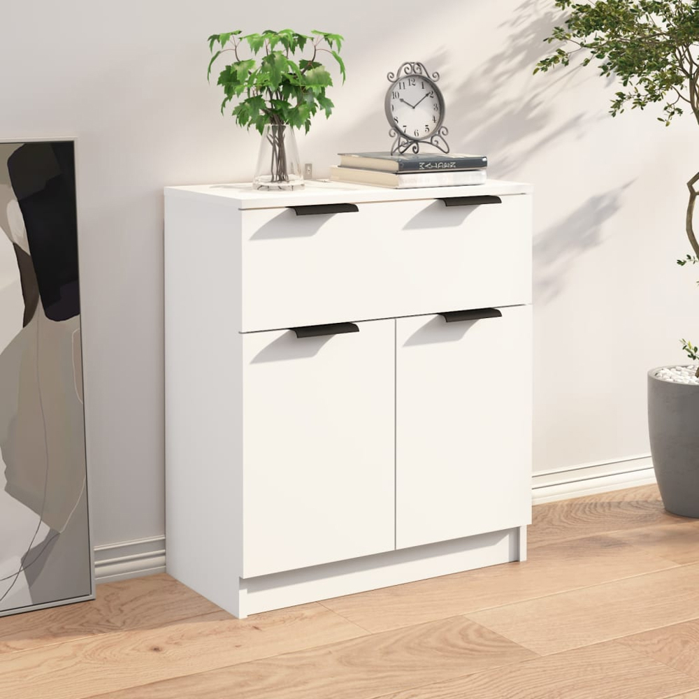 vidaXL 2 Door Single Drawer White Sideboard Image 3