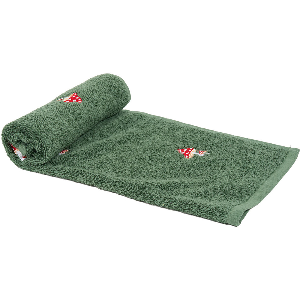 Mushroom Embroidered Hand Towel Green Image 4