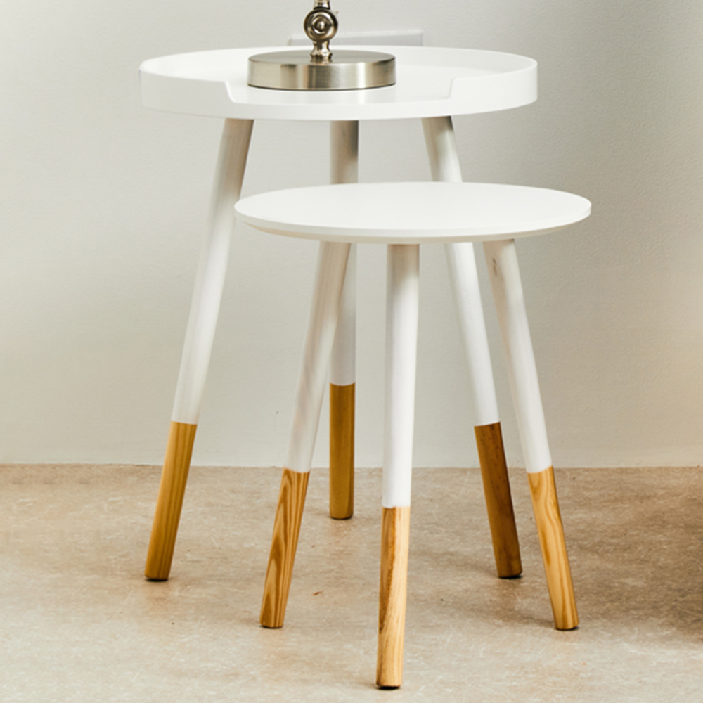 Premier Housewares Viborg White Round Side Table Set of 2 Image 1
