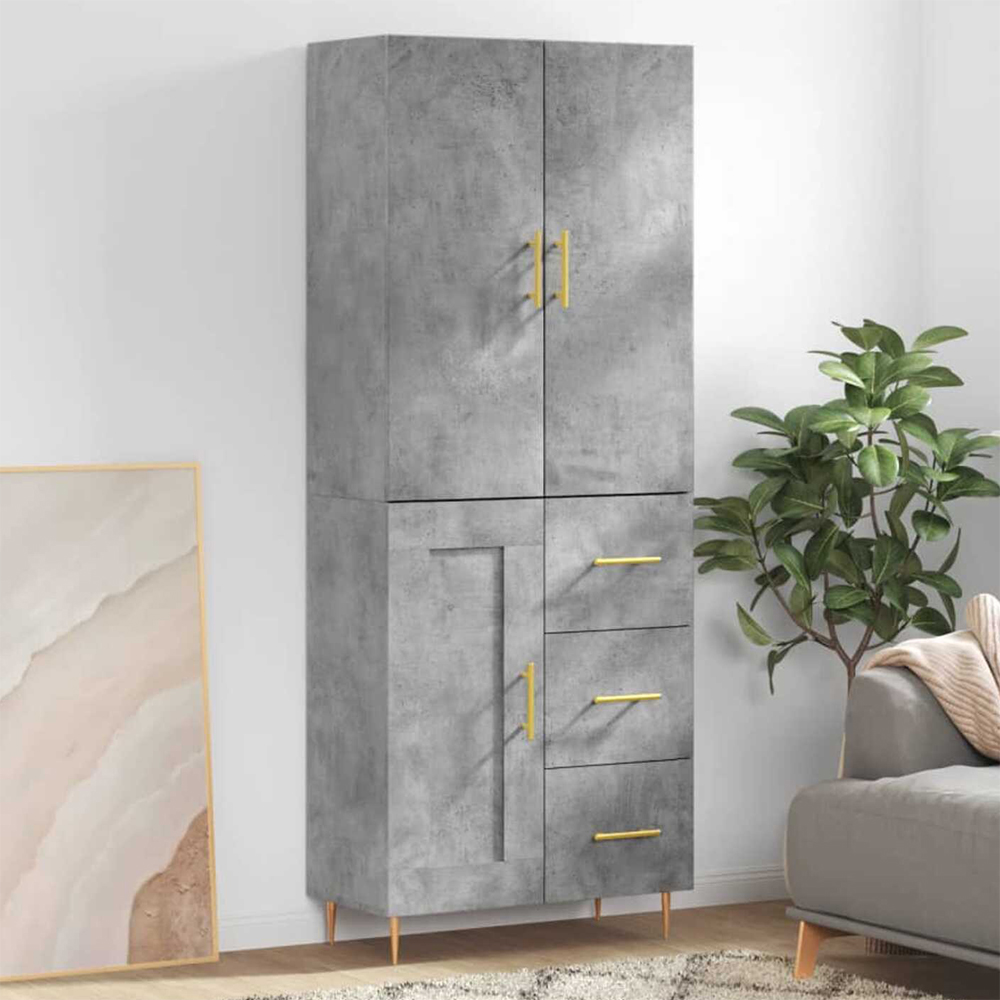 vidaXL 3 Door 3 Drawer Concrete Grey Highboard Image 1