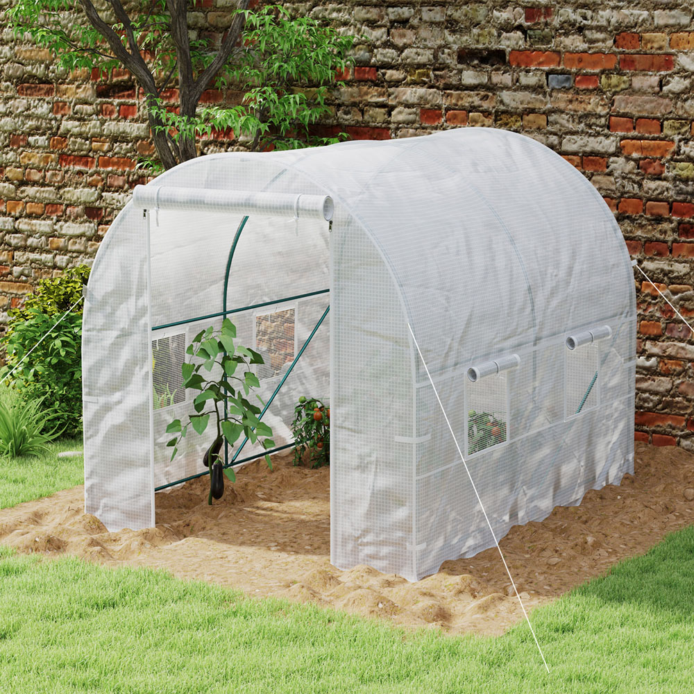 Outsunny 6.5 x 8.2ft Polytunnel Greenhouse with Roll-up Door and Window Image 2