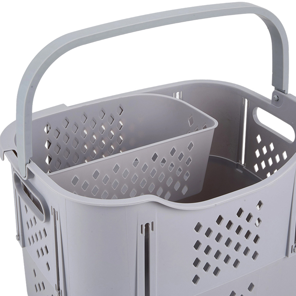Living and Home Grey Freestanding Collapsible Portable Small Laundry Basket Image 3