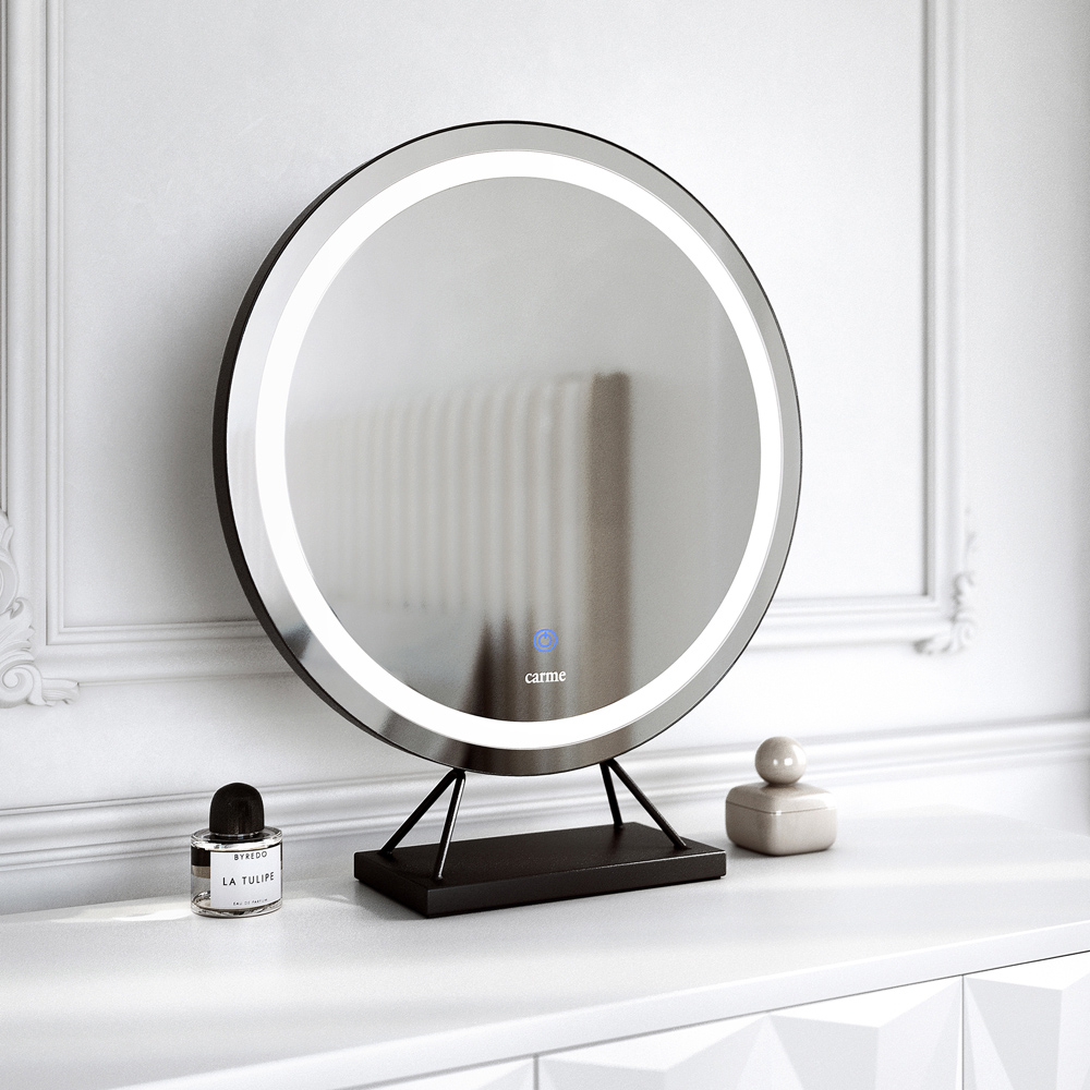 CARME Home Lillia Black Frameless Touch Sensor LED Light Mirror 50cm Image 6