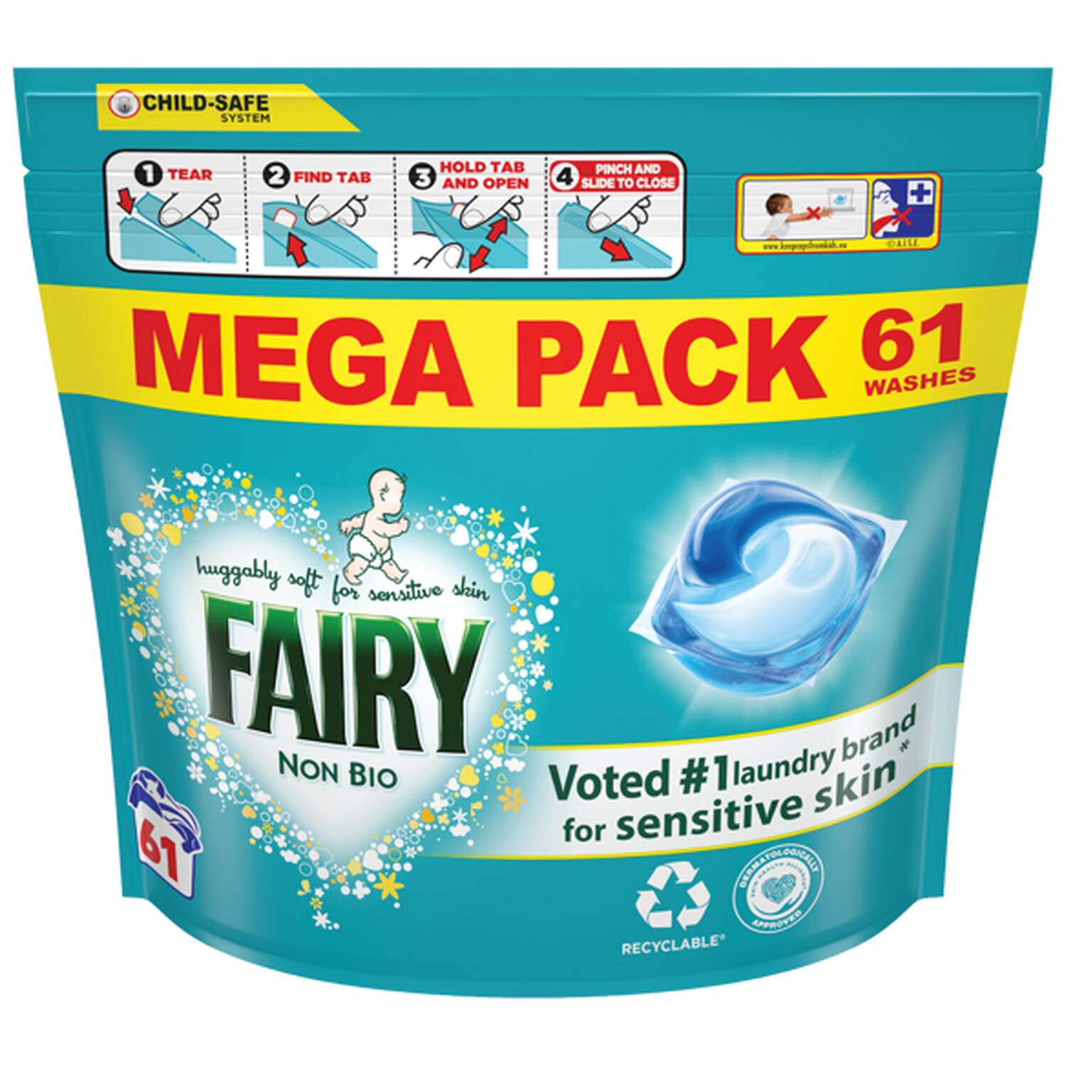 Fairy Non Bio Sensitive Skin Laundry Pods 61 Washes Image