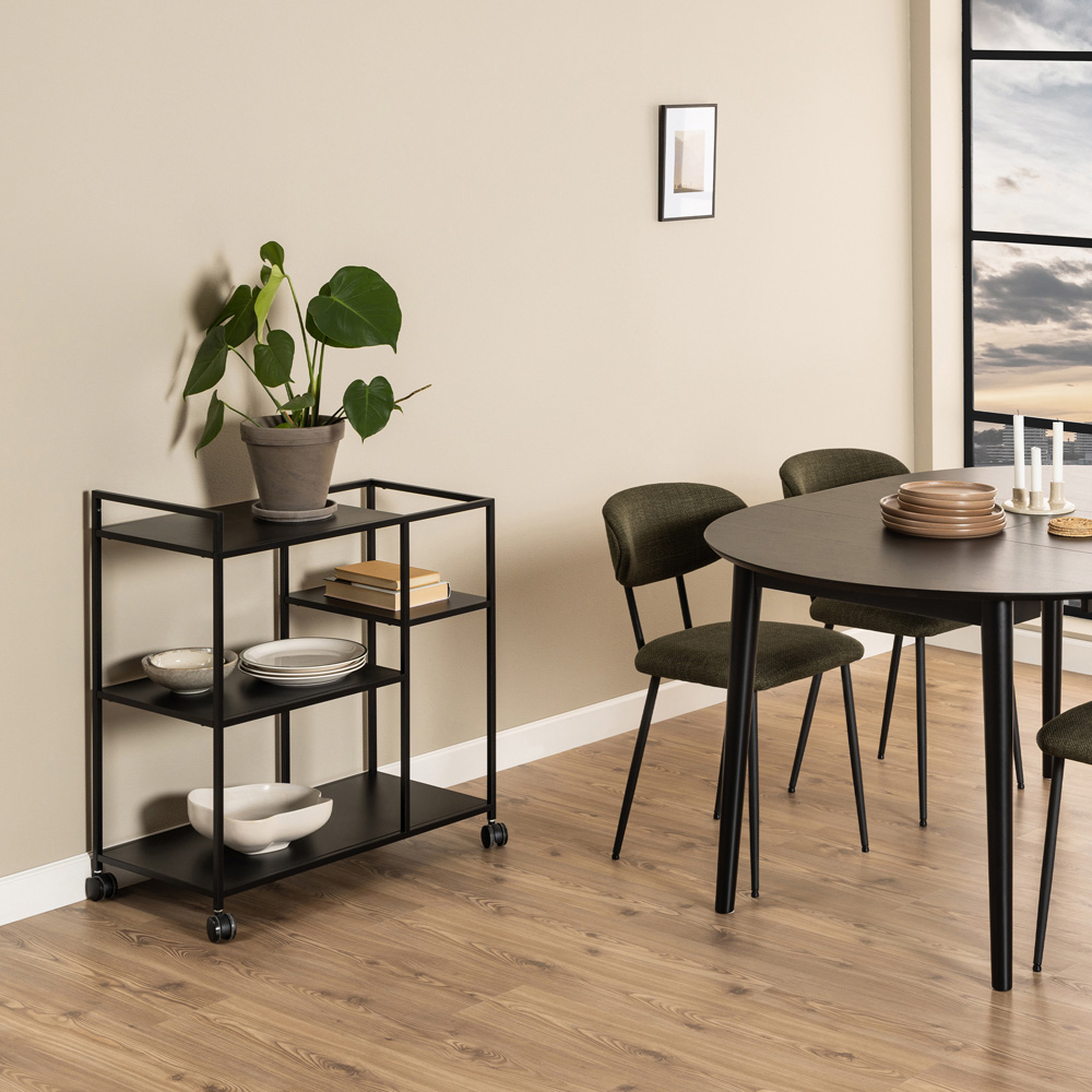 Florence Newcastle 4 Shelf Matt Black Serving Trolley Image 9