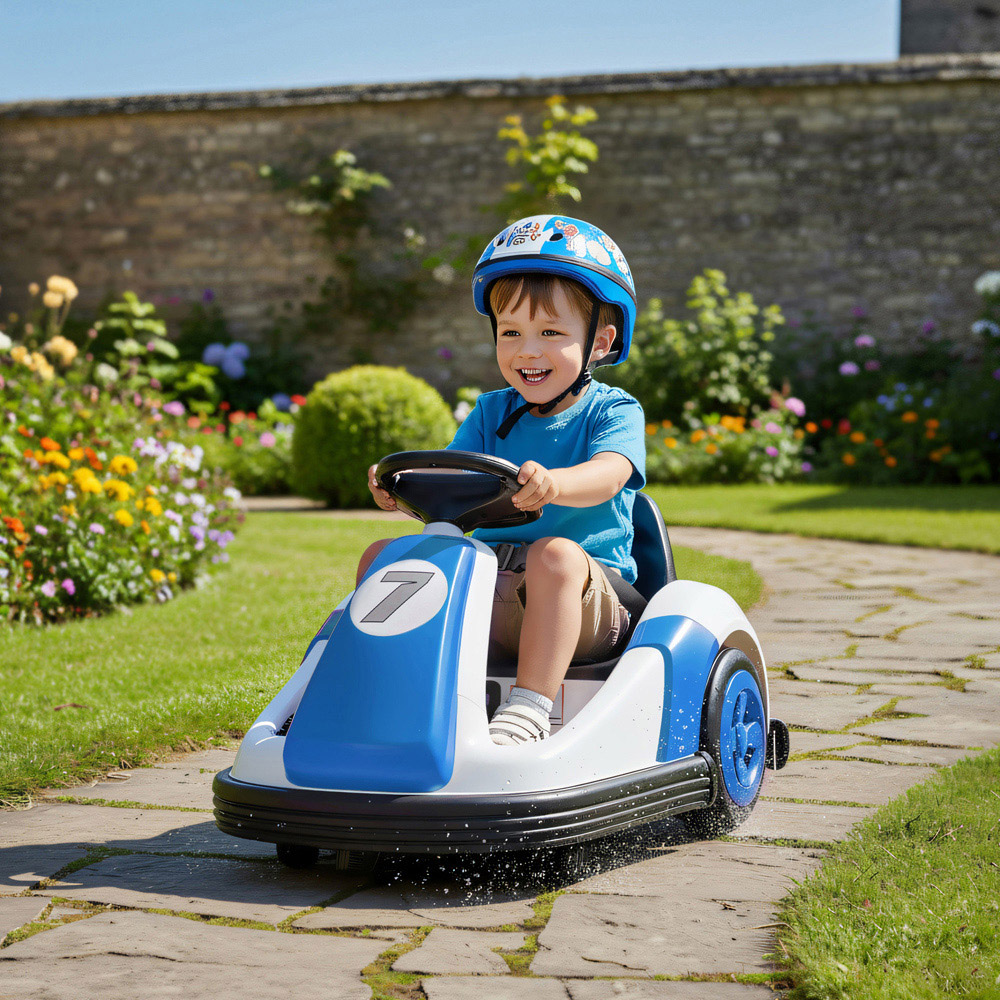 Tommy Toys Kids Blue 360 Degree Rotating Ride On Bumper Car with Safety Belt Image 2