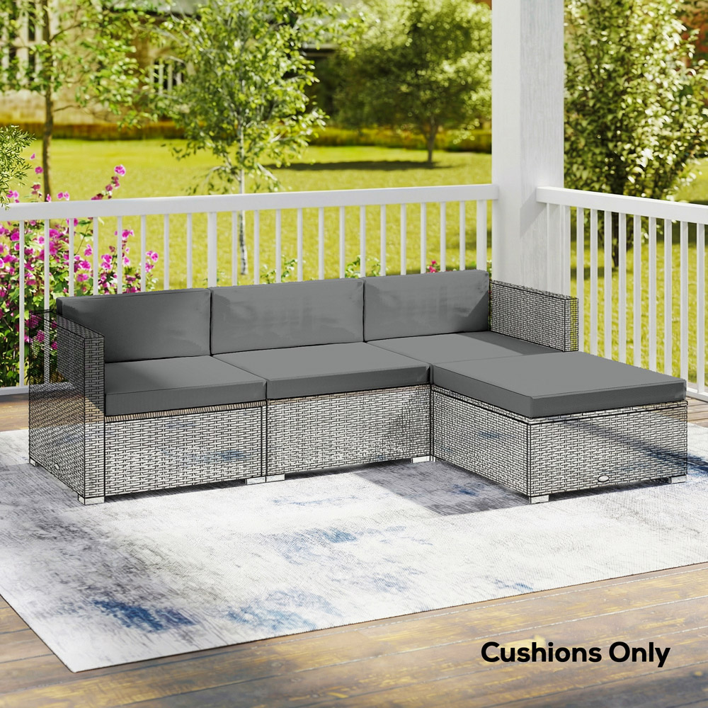 Outsunny 7 Piece Dark Grey Water-Repellent Patio Furniture Cushion Set Image 4