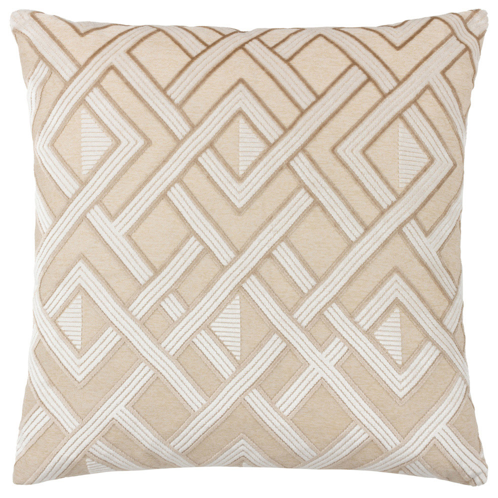 Paoletti Henley Warm Taupe Velvet Jacquard Cushion Image 1