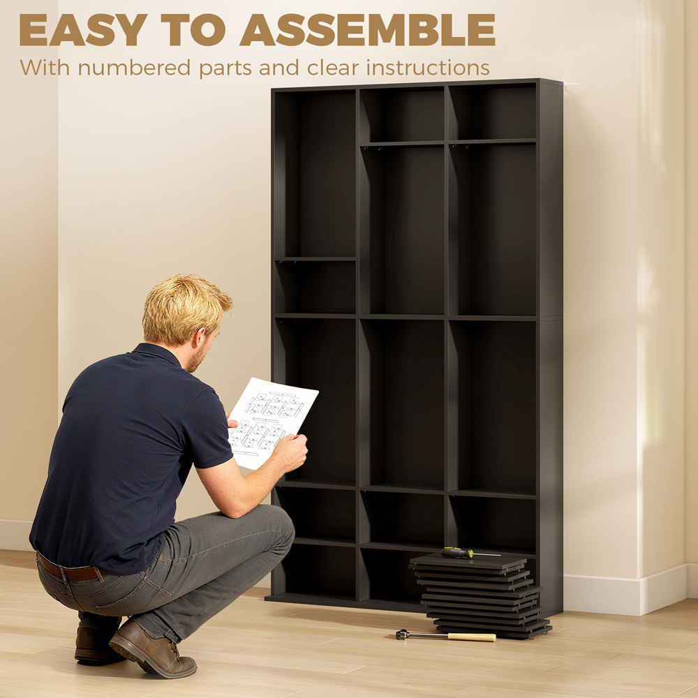 HOMCOM 27 Shelf Black DVD Storage Unit Image 8