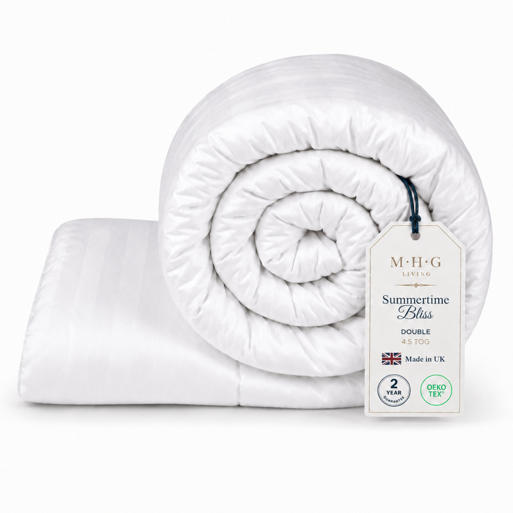 MHG Living Double White Striped Summer Lightweight Hollowfibre Duvet 4.5 Tog Image 3