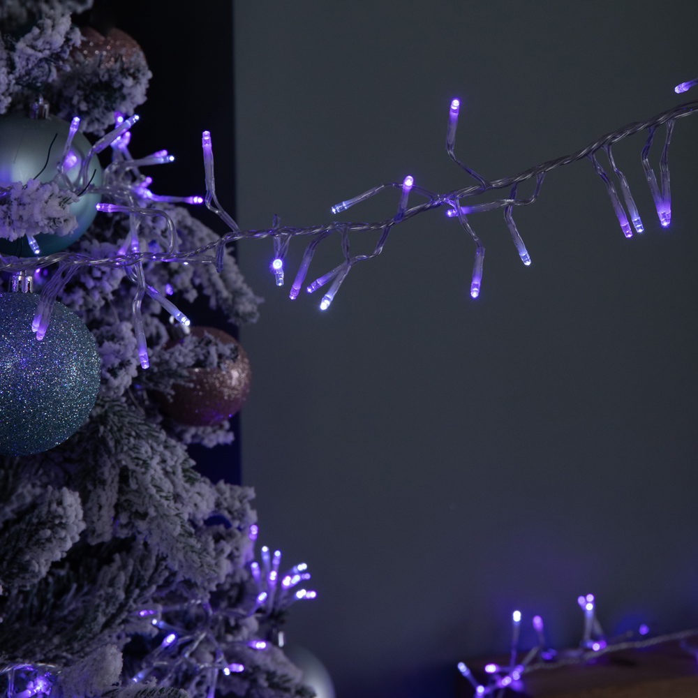 Samuel Alexander 720 Blue Purple and White LED Christmas Cluster String Light 9.3m Image 8