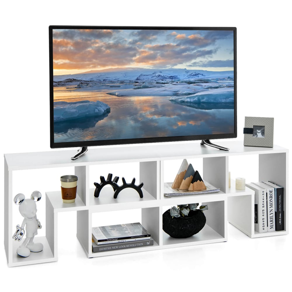 Costway 6 Shelf White Convertible TV Unit Image 2