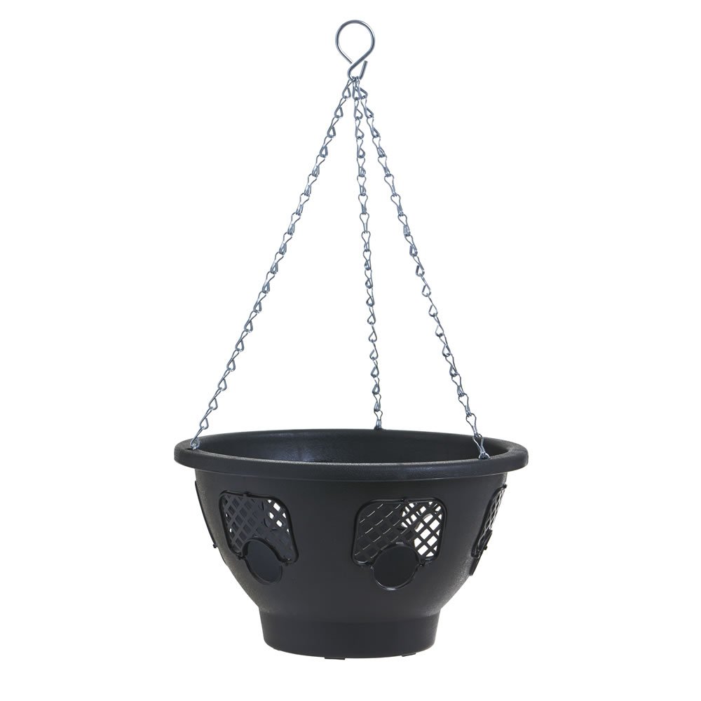 Wilko 30cm Black Easy Blooming Hanging Basket Image 1