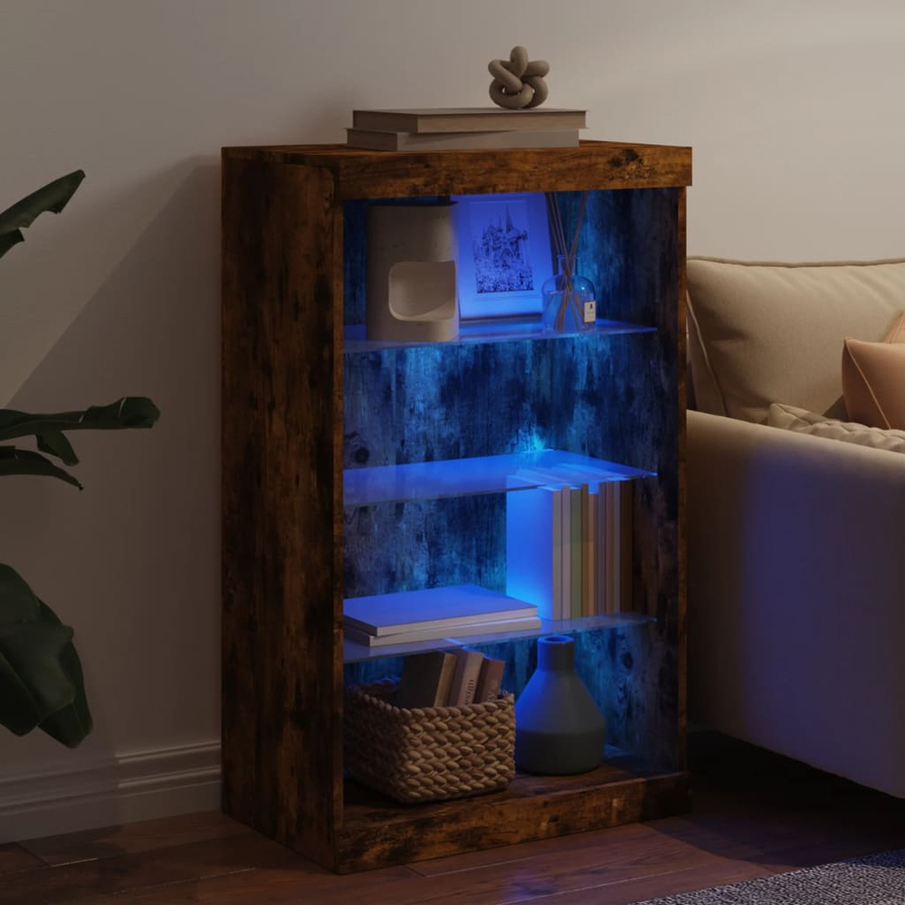 vidaXL 4 Shelf Smoked Oak LED Sideboard Image 4