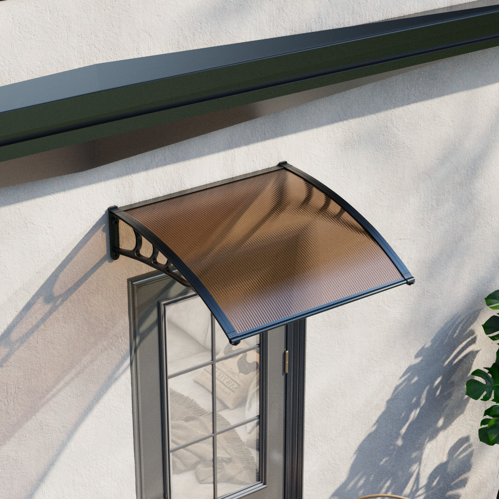 Living and Home Dark Brown Curved Door and Window Canopy 1 x 1m Image 7