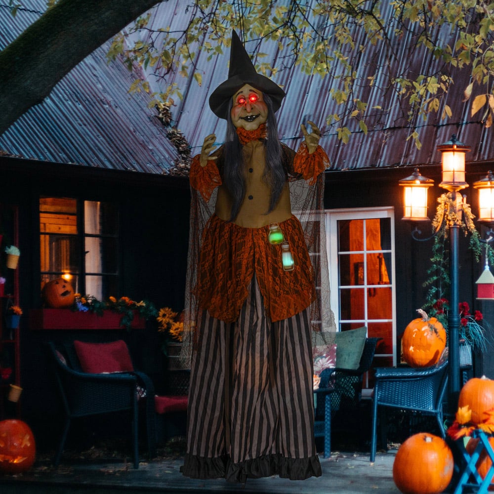HOMCOM Animatronic with Sound Activated Light Up Eyes Outdoor Halloween Decoration Image 2