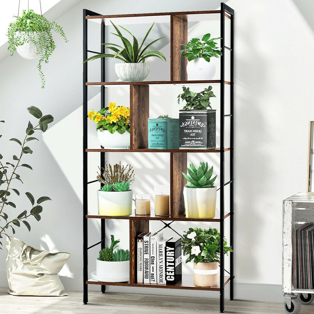 Costway 5 Shelf Black Freestanding Bookshelf Image 1